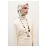 Freshscarfs Garden Joy Desen Pamuklu Viskon Eşarp Bej