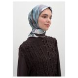 Freshscarfs Gardenia Desen Pamuklu Viskon Eşarp Mavi