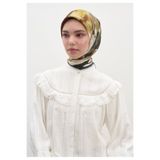 Freshscarfs Haki Gardenıa Desen Pamuklu Viskon Eşarp