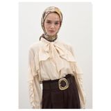 Freshscarfs Kahve Jasmıne Joy Desen Pamuklu Viskon Eşarp