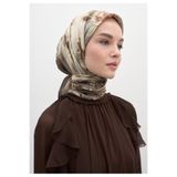 Freshscarfs Kahve Marıelle Desen Pamuklu Viskon Eşarp