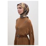 Freshscarfs Kahverengi Mıdnıght Floral Desen Pamuklu Viskon Eşarp