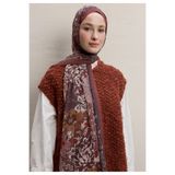 Freshscarfs Kiremit Dahlıa Desen İpek Krep Şal