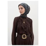 Freshscarfs Lacivert Leana Desen Pamuklu Viskon Eşarp