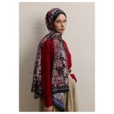 Freshscarfs LILIES DESEN İPEK KREP ŞAL BORDO