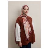 Freshscarfs LILIES DESEN İPEK KREP ŞAL KİREMİT