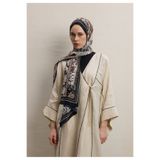 Freshscarfs LILIES DESEN İPEK KREP ŞAL SİYAH