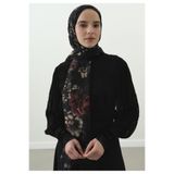 Freshscarfs MIDNIGHT ROSE DESENLİ PAMUK VİSKON ŞAL SİYAH