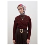 Freshscarfs Nerissa Desen Pamuklu Viskon Eşarp Bordo