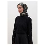 Freshscarfs Rosine Desen Pamuklu Viskon Eşarp Siyah