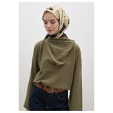 Freshscarfs Siyah Tıny Plumerıa Desen Pamuklu Viskon Eşarp