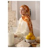 Freshscarfs SUMMER BLOOM DESEN RAMİ ŞAL TURUNCU