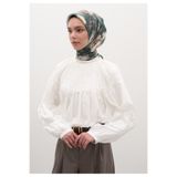 Freshscarfs Vintage Rose Desen Pamuklu Viskon Eşarp Yeşil