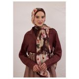 Freshscarfs Vıntage Rose Desen Rami Şal Bordo