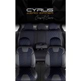 Freshstart Renault R9 Broadway Deri Detaylı Oto Koltuk Kılıfı Ön Arka Set Cyrus Siyah Mavi - Siyah - Mavi