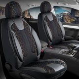 Freshstart Skoda Forman Station Wagon Deri Detaylı Oto Koltuk Kılıfı Ön Arka Set Cyrus 3 Renk - Siyah