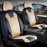 Freshstart Skoda Forman Station Wagon Deri Detaylı Oto Koltuk Kılıfı Ön Arka Set Cyrus Siyah Bej - Siyah - Bej