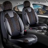 Freshstart Skoda Forman Station Wagon Deri Detaylı Oto Koltuk Kılıfı Ön Arka Set Cyrus Siyah Nakış Gold
