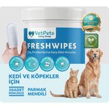 Freshwipes | Ağız Kokusu ve Plak Oluşumuna Karşı | Parmak Mendili | Kedi ve Köpek | 50 Adet