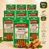 Freshy Chicken Rolls 10'lu Set Tavuk Eti ve Ciğer Dolgulu Köpek Çiğneme Ödülü 60 Adet 1200 G