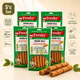 Freshy Chicken Rolls 5'li Aylık Set Tavuk Eti ve Ciğer Dolgulu Köpek Çiğneme Ödülü 30 Adet 600 G