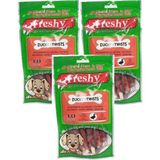 Freshy Ducky Twists - Ördek Kaplı Sütlü Burgru Köpek Ödülü 90 gr-10 Çubuk 3lü Paket(Ekonomik Paket)