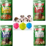 Freshy Kurutulmuş Sığır Ördek Tavuk Kuzu Etli Köpek Ödül Kemiği Karışık Paket ve 1 Adet Köpek Isırma Topu