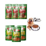 Freshy Ördek Kaplı Sütlü Burgu Köpek Ödülü 90 gr 3 Paketlik Set -Tavuk Eti Kaplı Burgu Çiğneme Çubuğu ve 1 Adet Çelik Mama Kabı