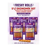 Freshy Rolls Tavuk Eti ve Ciğer Dolgulu Burgu Köpek Çiğneme Çubuğu 15 cm – 5’li Ekonomik Set, 20 Adet 600 g