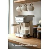 Fressi Espresso Latte Cappuccino Kahve Makinesi Otomatik Süt Tanklı 20bar Basınçlı Lavante Krem (450