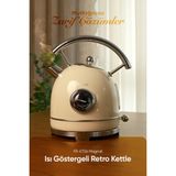 Fressi FR-KT06 Magnoli 1,8L Krem Retro Kettle Kablosuz Su Isıtıcısı Gizli Rezistans ve Otomatik Kapanma