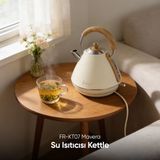 Fressi Retro Mavera 1,7 Litre Ahşap Kulp Detaylı Kettle Su Isıtıcısı FR-KT07 - Krem