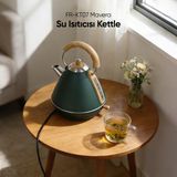 Fressi Retro Mavera 1,7 Litre Ahşap Kulp Detaylı Kettle Su Isıtıcısı FR-KT07 - Yeşil
