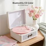 Fressi Retro Özel Taşınabilir Ultra Lüks Dahili Hoparlörlü Bluetoothlu CD Çalar - Bej - Krem