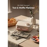 Fressi Tost Ve Waffle Makinesi | Çıkarabilir Yapışmaz Plakalı | 3 Ayrı Plaka | - Krem