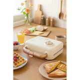 Fressi Tost Ve Waffle Makinesi | Çıkarabilir Yapışmaz Plakalı | 3 Ayrı Plaka | - Krem