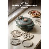 Fressi Tost Ve Waffle Makinesi | Çıkarabilir Yapışmaz Plakalı | 4 Ayrı Plaka | FR-TM59 Multibello Yeşil