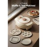 Fressi Waffle Ve Tost Makinesi 1 Güçlü 4 Ayrı Plaka Kalp Yüzey Şekilleri Çıkarılabilir Yapışmaz