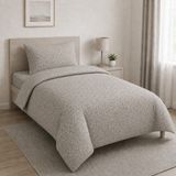 Freyja Home %100 Pamuk Tek Kişilik Lastikli Çarşaflı Nevresim Takımı | Bej Vintage Çiçek - 160 x 220 cm