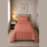 Freyja Home %100 Pamuk Tek Kişilik Lastikli Çarşaflı Nevresim Takımı | Nar Çiçeği Geometrik - 160 x 200 cm