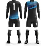 Freysport Petekli Süngersiz Kaleci Forma Seti - Siyah - Mavi - XL