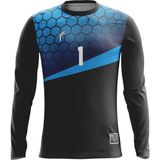 Freysport Petekli Süngersiz Kaleci Forması - Siyah - Mavi - 4XL