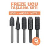 Freze Ucu Taşlama Seti Profesyonel Çelik Rotary Burr Seti 5'Li Metal İşleme Uçları 722468