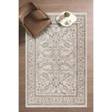 Frezia Floral Bambu Polyester Oturma Odası Salon Mutfak Halısı Eskitme Çiçekli Vintage Halı - Açık Bej - 180 x 250 cm