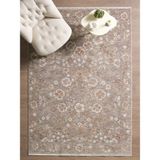 Frezia Floral Bambu Polyester Oturma Odası Salon Mutfak Halısı Eskitme Çiçekli Vintage Halı - Bej - 80 x 300 cm