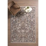 Frezia Floral Bambu Polyester Oturma Odası Salon Mutfak Halısı Eskitme Çiçekli Vintage Halı - Gri - 80 x 150 cm
