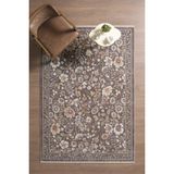 Frezia Floral Bambu Polyester Oturma Odası Salon Mutfak Halısı Eskitme Çiçekli Vintage Halı - Lacivert - 120 x 200 cm