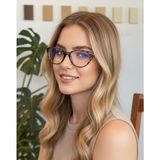 Frida Cat Eye 48 Ekartman Çekik Blue Block Mavi Işık Korumalı Cam Değişebilir Ekran Gözlüğü
