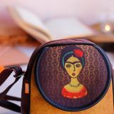 Frida Kahlo Figürlü Küçük Postacı Omuz Çantası Etnik Bohem Style - Bordo
