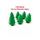 Friday Home 6 Adet Minyatür Ağaç - Teraryum İçin Koyu Yeşil Renk 3.8 cm 1:50 Ölçek Maket